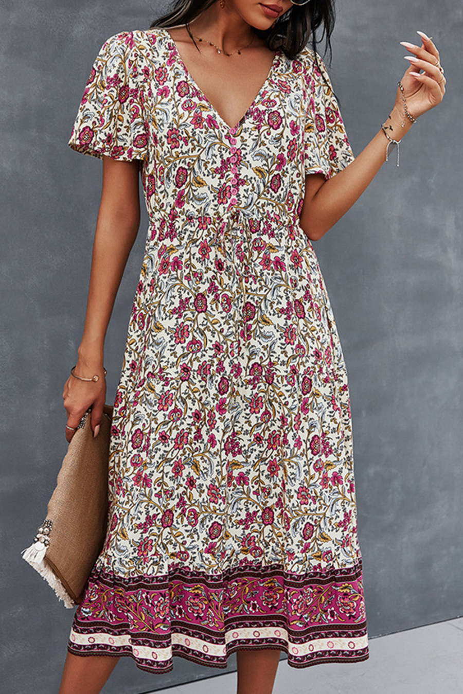 Women's Dresses Floral Tribal Print Midi Dress