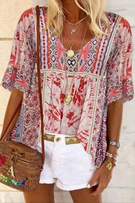 Women's Blouses Floral Tribal Print Blouse