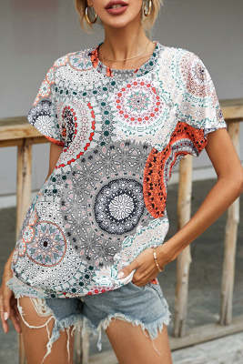 Women's T-shirts Tribal Floral Print T-shirt