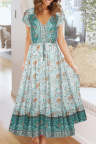 Women's Dresses Floral Print Drawstring Maxi Dress