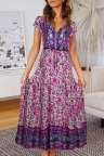 Women's Dresses Floral Print Drawstring Maxi Dress