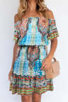 Women's Dresses Tribal Print Off Shoulder Mini Dress