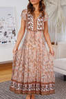 Women's Dresses Floral Print Drawstring Maxi Dress