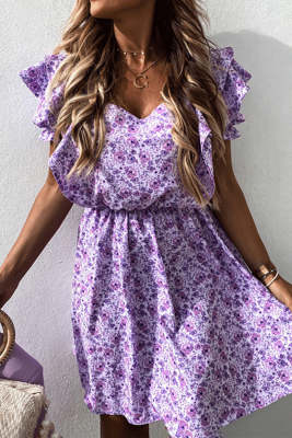 Women's Dresses Floral Print Ruffle Mini Dress