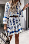 Women's Dresses Geometric Print Tassels Ruffled Mini Dress