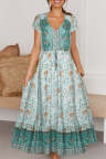 Women's Dresses Floral Print Drawstring Maxi Dress