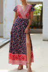 Women's Dresses Floral Tribal Print Belted Maxi Dress