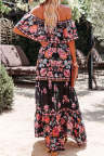 Women's Dresses Floral Print Off Shoulder Ruffle Maxi Dress