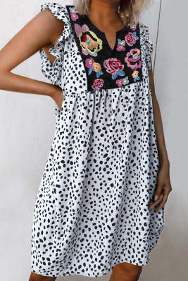 Splicing Floral Ruffled Casual Dress