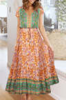 Women's Dresses Floral Print Drawstring Maxi Dress