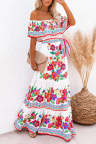 Women's Dresses Floral Print Off Shoulder Ruffle Maxi Dress