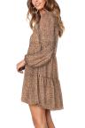 Leopard Ruffle V-Neck Flowy Loose Tunic Dress