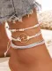 Women's Anklets Hand-woven Golden Ocean Waves & Hand-beaded Three Piece Anklet