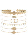 Women's Bracelets Round Leaf Totem Metal Shell Chain Six Piece Set Bracelet