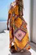 Women's Dresses Geometric Tribal Print Belted Split Maxi Dress