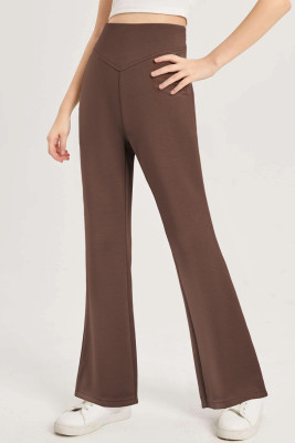 Chicory Coffee Girls' knitted high waist pants TZ77104-P7017