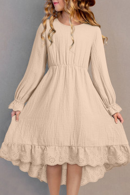 Beige Girl's Cotton Casual Dress TZ61784-P15