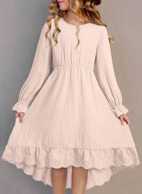 Oatmeal Girl's Cotton Casual Dress TZ61784-P1015