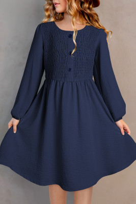 Navy Blue Girl's smocked dress TZ61778-P605