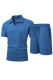 JMIERR Men's 2 Piece Waffle Knit Outfit Half Zip Polo Shirt and Shorts Textured Summer Set