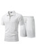 JMIERR Men's 2 Piece Waffle Knit Outfit Half Zip Polo Shirt and Shorts Textured Summer Set