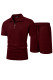 JMIERR Men's 2 Piece Waffle Knit Outfit Half Zip Polo Shirt and Shorts Textured Summer Set