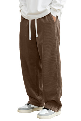JMIERR Mens Corduroy Pants Casual Baggy Pants Wide Leg Loose Fit Joggers Sweatpants Elastic Waist Drawstring with Pockets MC771292-P4017