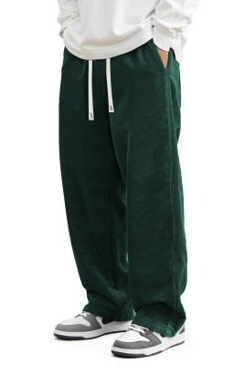 JMIERR Mens Corduroy Pants Casual Baggy Pants Wide Leg Loose Fit Joggers Sweatpants Elastic Waist Drawstring with Pockets MC771292-P309