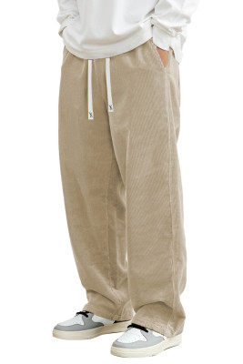 JMIERR Mens Corduroy Pants Casual Baggy Pants Wide Leg Loose Fit Joggers Sweatpants Elastic Waist Drawstring with Pockets MC771292-P3016