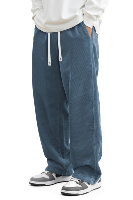 JMIERR Mens Corduroy Pants Casual Baggy Pants Wide Leg Loose Fit Joggers Sweatpants Elastic Waist Drawstring with Pockets MC771292-P604