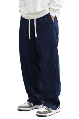 JMIERR Mens Corduroy Pants Casual Baggy Pants Wide Leg Loose Fit Joggers Sweatpants Elastic Waist Drawstring with Pockets MC771292-P605