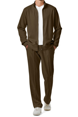 JMIERR Men's Sweatsuit Tracksuit 2 Piece Set Full Zip Casual Jogging Suits with Jogger Jackets and Pants Warm Up OutfitsBrown se't MC62243-P17