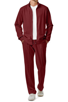 JMIERR Men's Sweatsuit Tracksuit 2 Piece Set Full Zip Casual Jogging Suits with Jogger Jackets and Pants Warm Up OutfitsBurgundy se't MC62243-P503