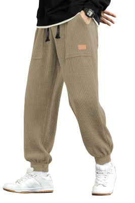 JMIERR Mens Corduroy Pants Elastic Waist Drawstring Stretch Tapered Joggers Sweatpants Work Cargo Pants with Multi Pockets MC771189-P4016