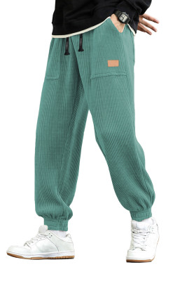 JMIERR Mens Corduroy Pants Elastic Waist Drawstring Stretch Tapered Joggers Sweatpants Work Cargo Pants with Multi Pockets MC771189-P509