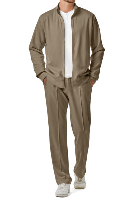 JMIERR Men's Sweatsuit Tracksuit 2 Piece Set Full Zip Casual Jogging Suits with Jogger Jackets and Pants Warm Up OutfitsCamel se't MC62243-P1016