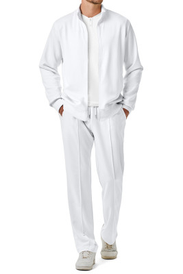 JMIERR Men's Sweatsuit Tracksuit 2 Piece Set Full Zip Casual Jogging Suits with Jogger Jackets and Pants Warm Up OutfitsWhite se't MC62243-P1
