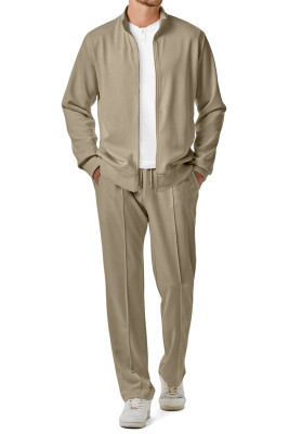JMIERR Men's Sweatsuit Tracksuit 2 Piece Set Full Zip Casual Jogging Suits with Jogger Jackets and Pants Warm Up OutfitsKhaki se't MC62243-P16