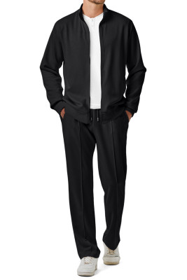 JMIERR Men's Sweatsuit Tracksuit 2 Piece Set Full Zip Casual Jogging Suits with Jogger Jackets and Pants Warm Up OutfitsBlack se't MC62243-P2