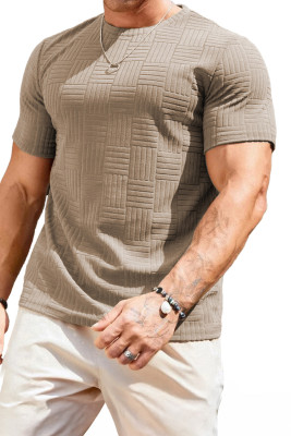 JMIERR Mens T-Shirt Casual Stretch Solid Crewneck Short Sleeve Tees Textured Shirts MC2522247-P4016