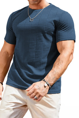 JMIERR Mens T-Shirt Casual Stretch Solid Crewneck Short Sleeve Tees Textured Shirts MC2522247-P705