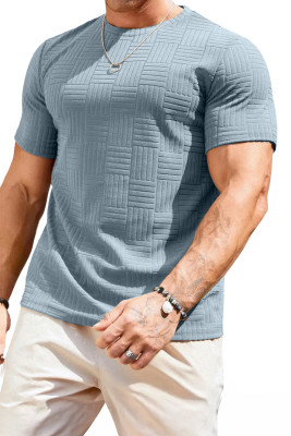 JMIERR Mens T-Shirt Casual Stretch Solid Crewneck Short Sleeve Tees Textured Shirts MC2522247-P6011