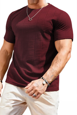 JMIERR Mens T-Shirt Casual Stretch Solid Crewneck Short Sleeve Tees Textured Shirts MC2522247-P503