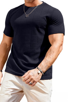 JMIERR Mens T-Shirt Casual Stretch Solid Crewneck Short Sleeve Tees Textured Shirts MC2522247-P905