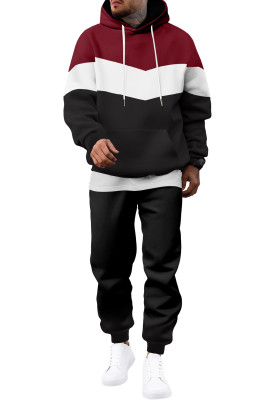 JMIERR Men's Hoodie Tracksuit 2 Pieces Set Novelty Color Block Pullover Fleece Hoodies Long Sleeve Casual Sweatshirt MC62231-P503