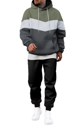 JMIERR Men's Hoodie Tracksuit 2 Pieces Set Novelty Color Block Pullover Fleece Hoodies Long Sleeve Casual Sweatshirt MC62231-P2011