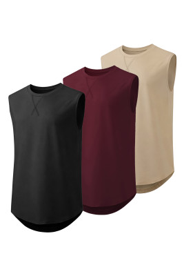 JMIERR Mens 3 Pack Muscle Cotton Tank Top Hipster Hip Hop Longline Crewneck Sleeveless Shirts MC256445-P1822