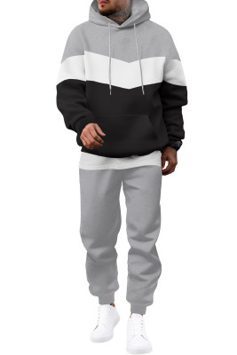 JMIERR Men's Hoodie Tracksuit 2 Pieces Set Novelty Color Block Pullover Fleece Hoodies Long Sleeve Casual Sweatshirt MC62231-P11