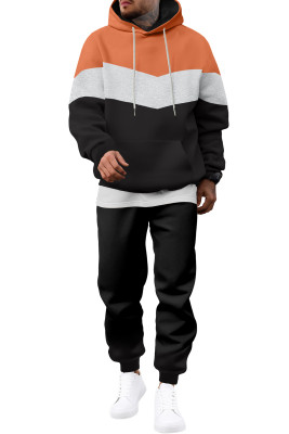 JMIERR Men's Hoodie Tracksuit 2 Pieces Set Novelty Color Block Pullover Fleece Hoodies Long Sleeve Casual Sweatshirt MC62231-P5014