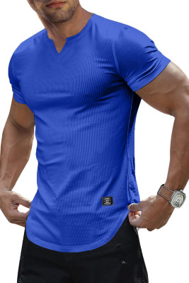 JMIERR Mens Muscle Slim T Shirts Texture V Neck Longline Henley Gym Workout Athletic Tee Shirt MC2522226-P5